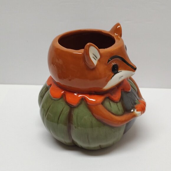 Harvest Critter Fox Mug - Johanna Parker - Fox Holding A Pumpkin Ceramic Mug - Picture 2 of 5